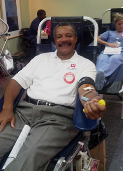 Richard Marcus donating blood